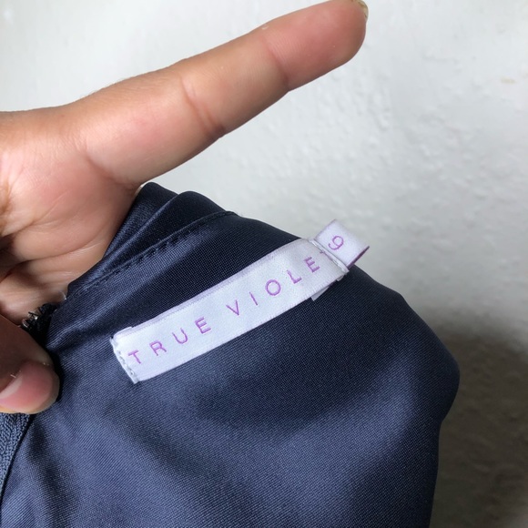 True Violet One Shoulder Crop Top w/ Frill Overlay - Picture 5 of 6